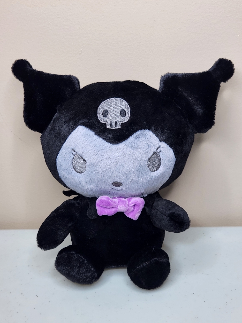 Sanrio Kuromi Plush Doll Soft Stuffed Toy with Pink Bow